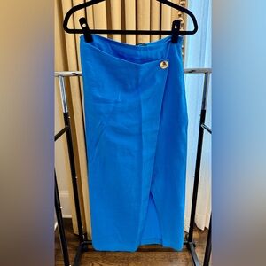 Zara bright blue silky skirt